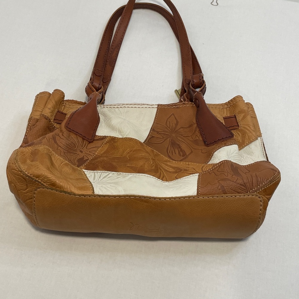 Fossil Patchwork Leather Tote Bag cottagecore flo… - image 2